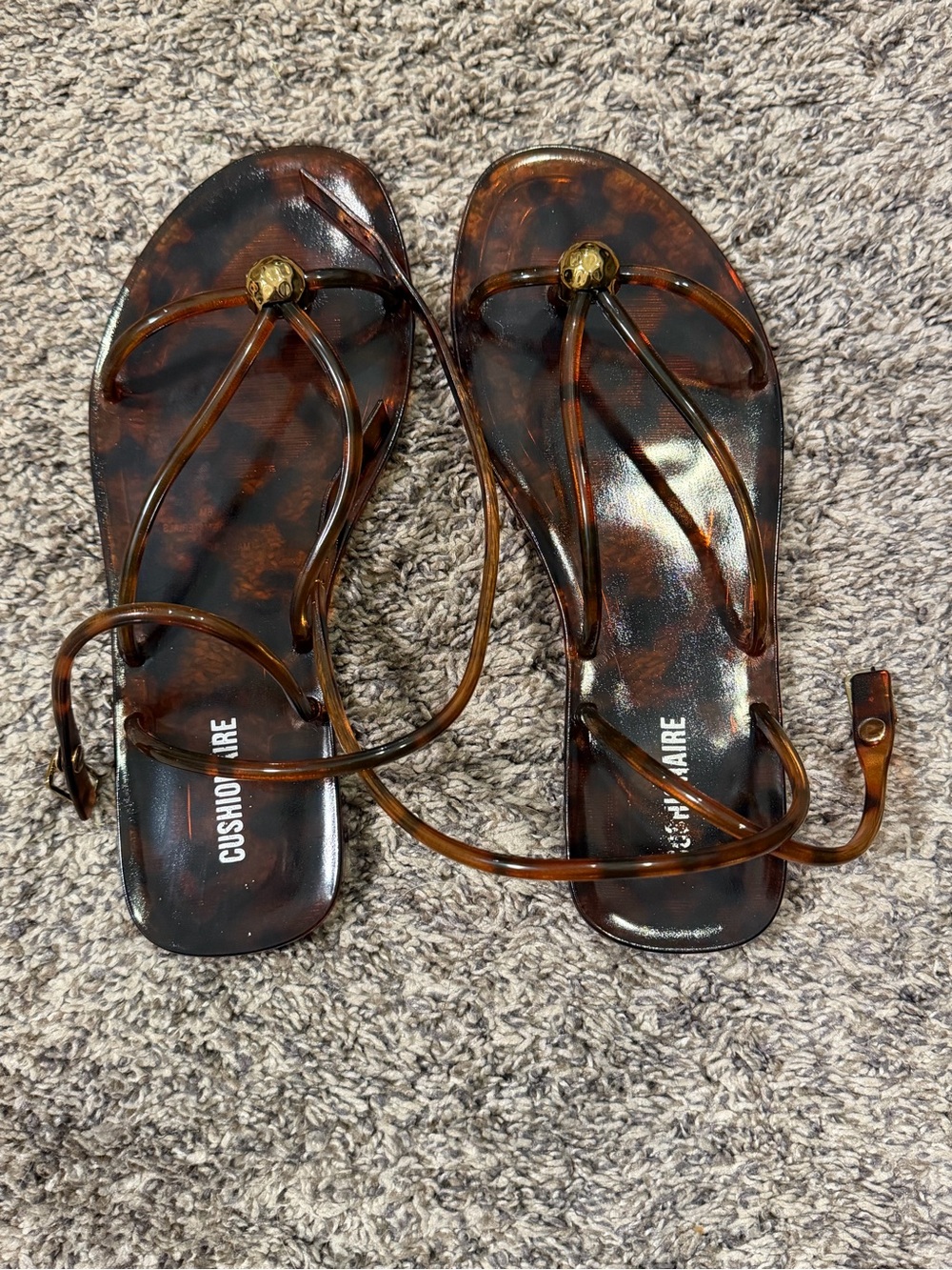 Cushionaire Tortoiseshell Brown Strappy Sandals